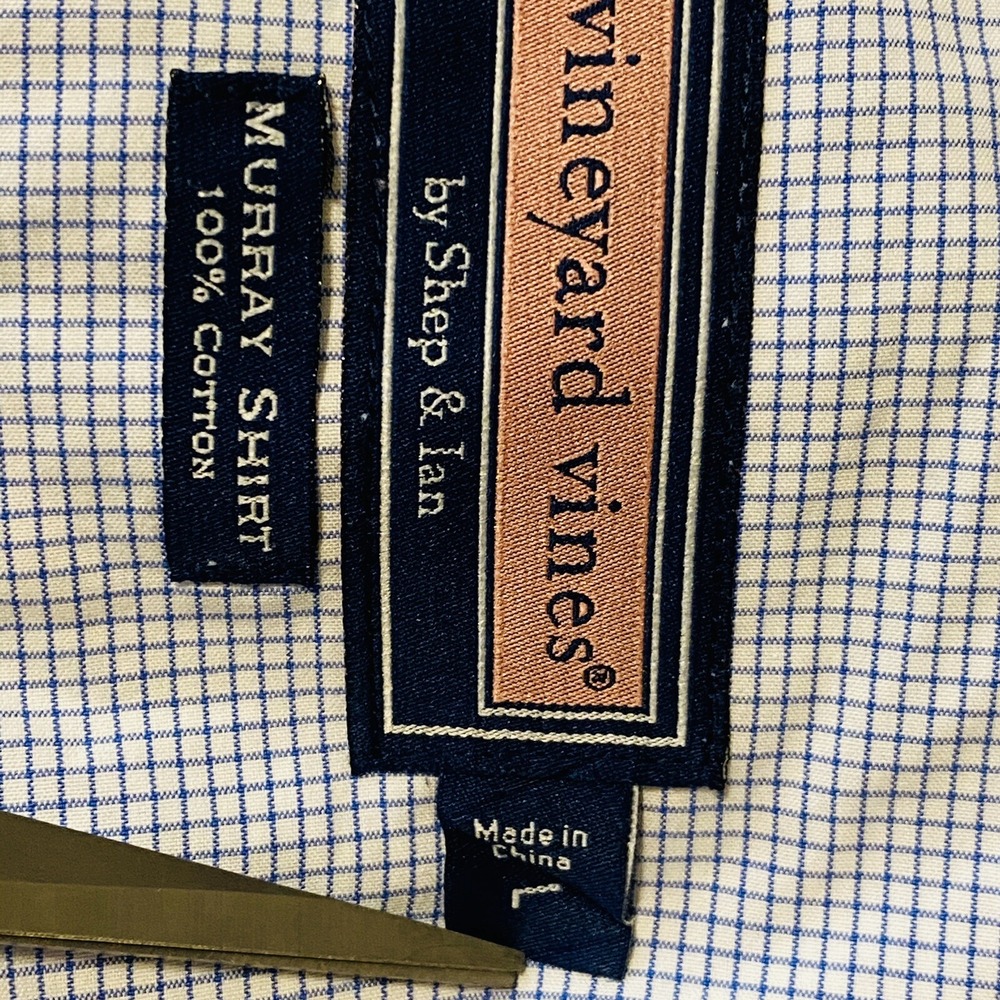 Vineyard Vines Mens Shirts‎ Large L/S Blue White Check Murray Shirt 100% Cotton - Picture 9 of 10